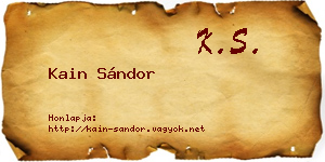 Kain Sándor névjegykártya